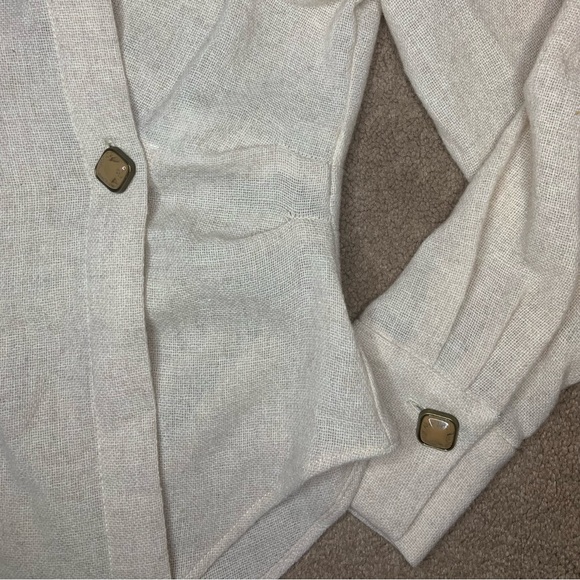 ZARA Tan/ Cream Double Breasted Shirt - Picture 7 of 9